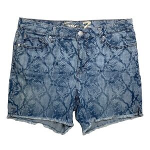 Seven 7 Weekend Women's Shorts Size 10 Light Denim Snake Skin Print Stretch